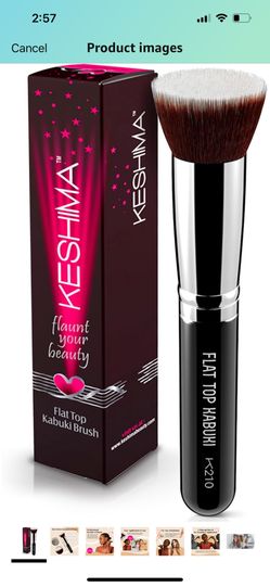 Flat Top Kabuki Foundation Brush By KESHIMA - Premium Makeup Brush for Liquid, Cream, and Powder - Buffing, Blending, and Face - 1.2" Top Diameter