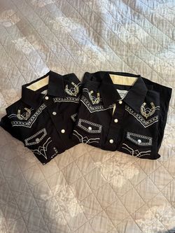 Black Embroidered Western Snap Button Shirts – Size 6 and 7. $15 each