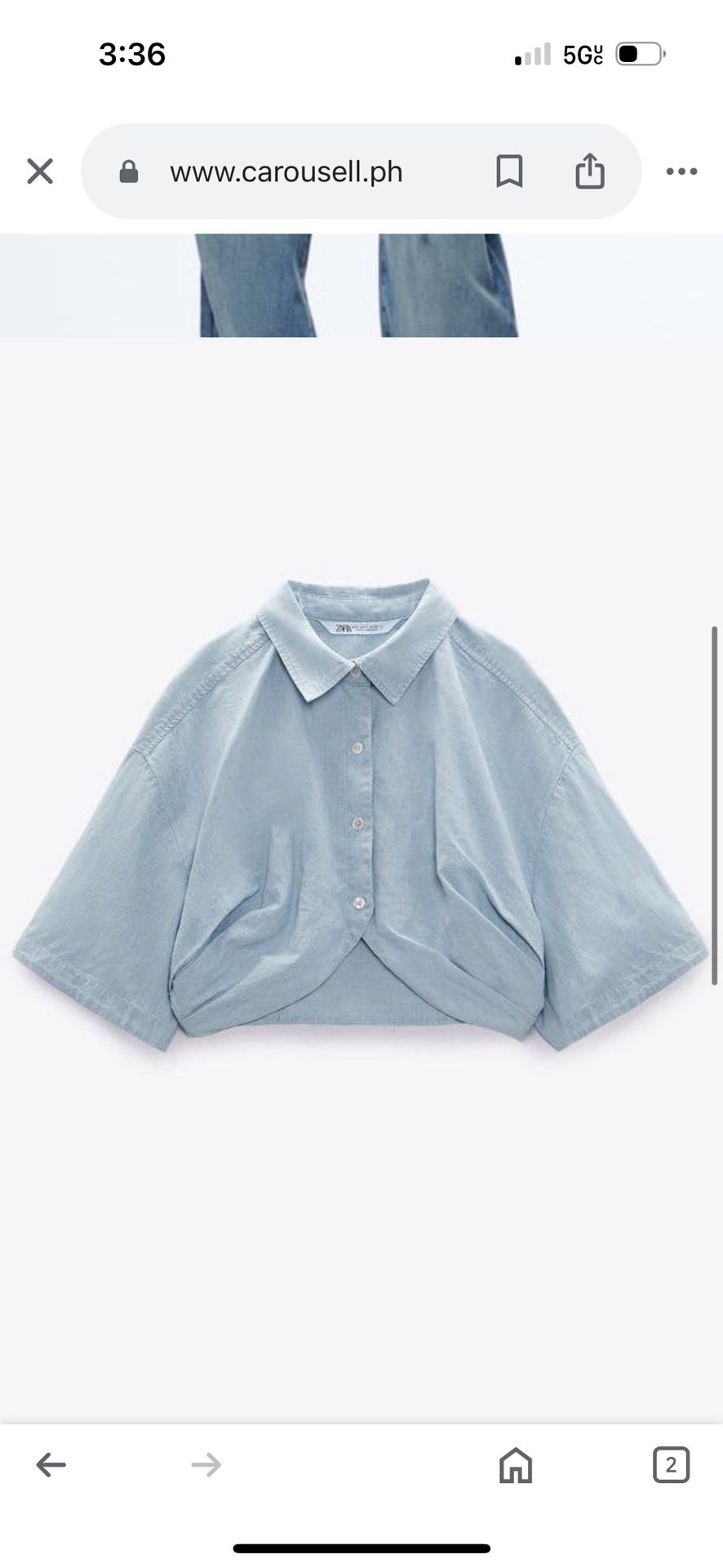 Zara Denim Cropped Top