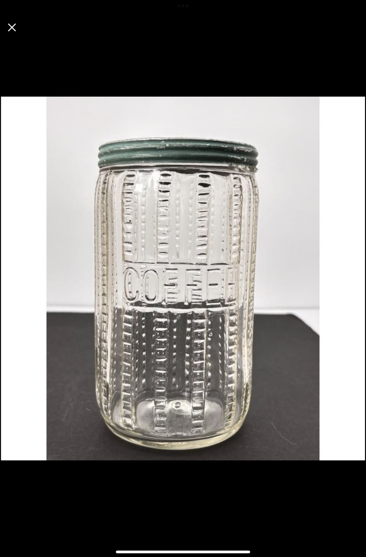 Vintage COFFEE Jar, Hoosier Glassware, RARE Zipper Pattern, Heavy Thick Glass