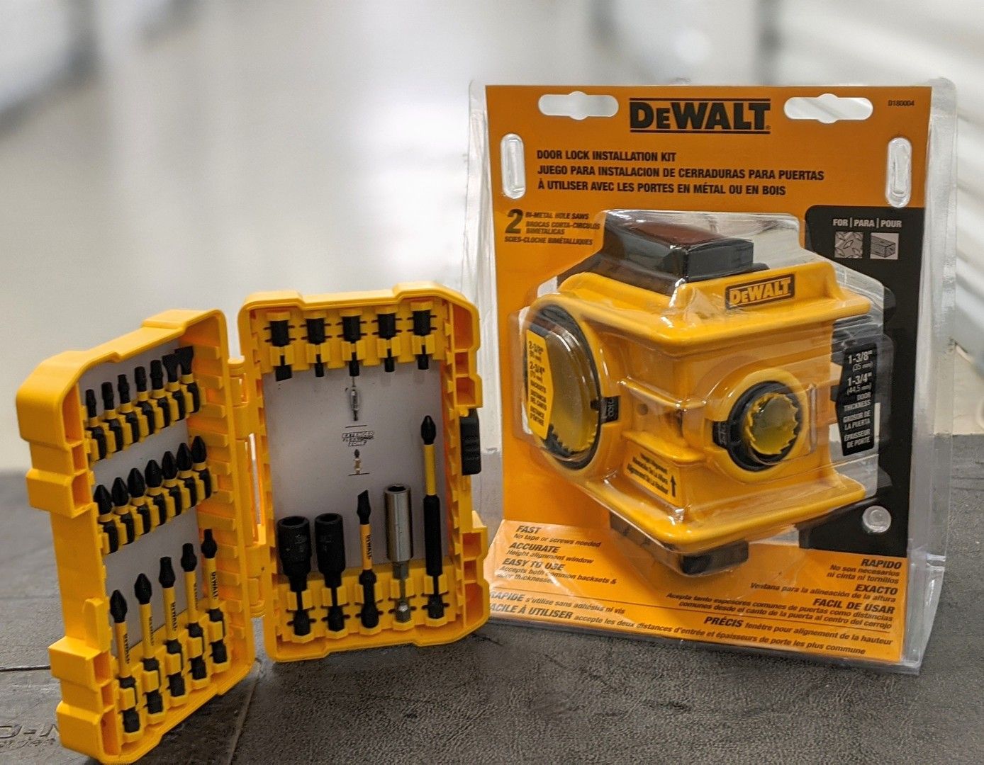 DeWalt door lock installation kit and drill bit kit