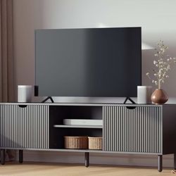 Contemporary Fluted TV Stand - Media Console - 70 Inch Entertainment Center with Storage - Console Table for Living Room and Bedrooms - Supports 32 to