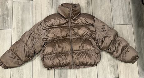 Brown Cropped Puffer Jacket- SIZE M