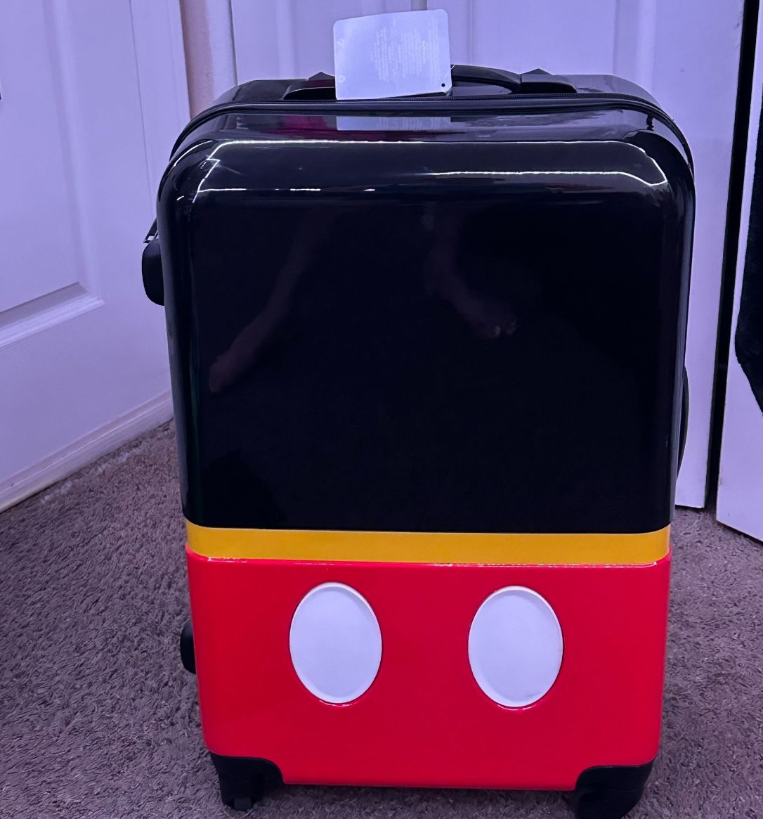 Disney Store Mickey Mouse 26” Rolling Hard Shell Suitcase Luggage NWT.