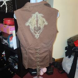 Harley Davidson Women's Brown and Gold Gilet