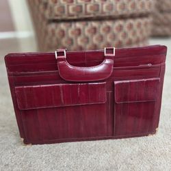 Soft sided Eel Skin Briefcase, Never Used. Deep Deep Red Tones $9.00