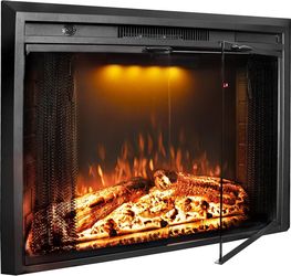 Electric Fireplace Insert, 36 Inches Recessed Fireplace Heater with Adjustable Flame and Top Light