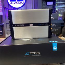 JL Audio JD700/5 5-channel car amplifier — 75 watts RMS x 4 at 4 ohms + 300 watts RMS x 1 at 2 ohms