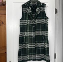 Long Green Plaid Vest