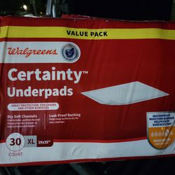4 Bags Of 30 Count Certainty Underpads For The Bed