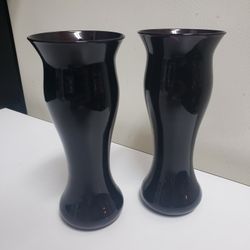 Vintage Black Amethyst Bud Vases Set-2