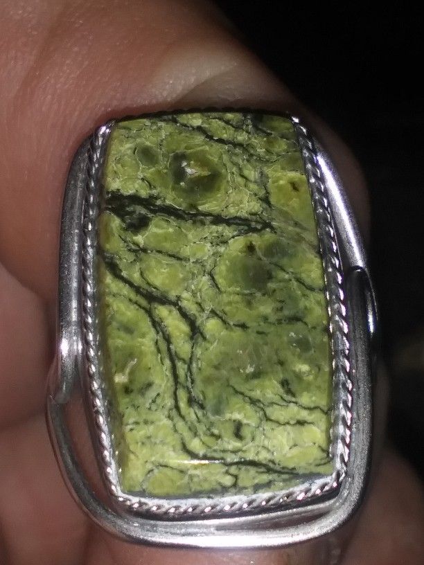 Big Green Stone.925 .hand Made Ring