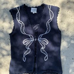 Blue Vest With Bow