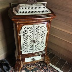 Antique French Cast Iron Enameled Stove