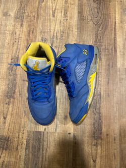Air Jordan 5 Retro Laney Blue Yellow Sneakers