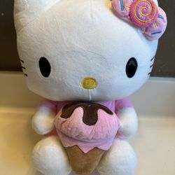 New Big Hello Kitty Holding An Ice Cream Plush