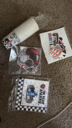 Race car birthday decor