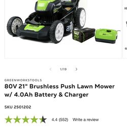Battery Powered 80v Lawn Mower With Charger