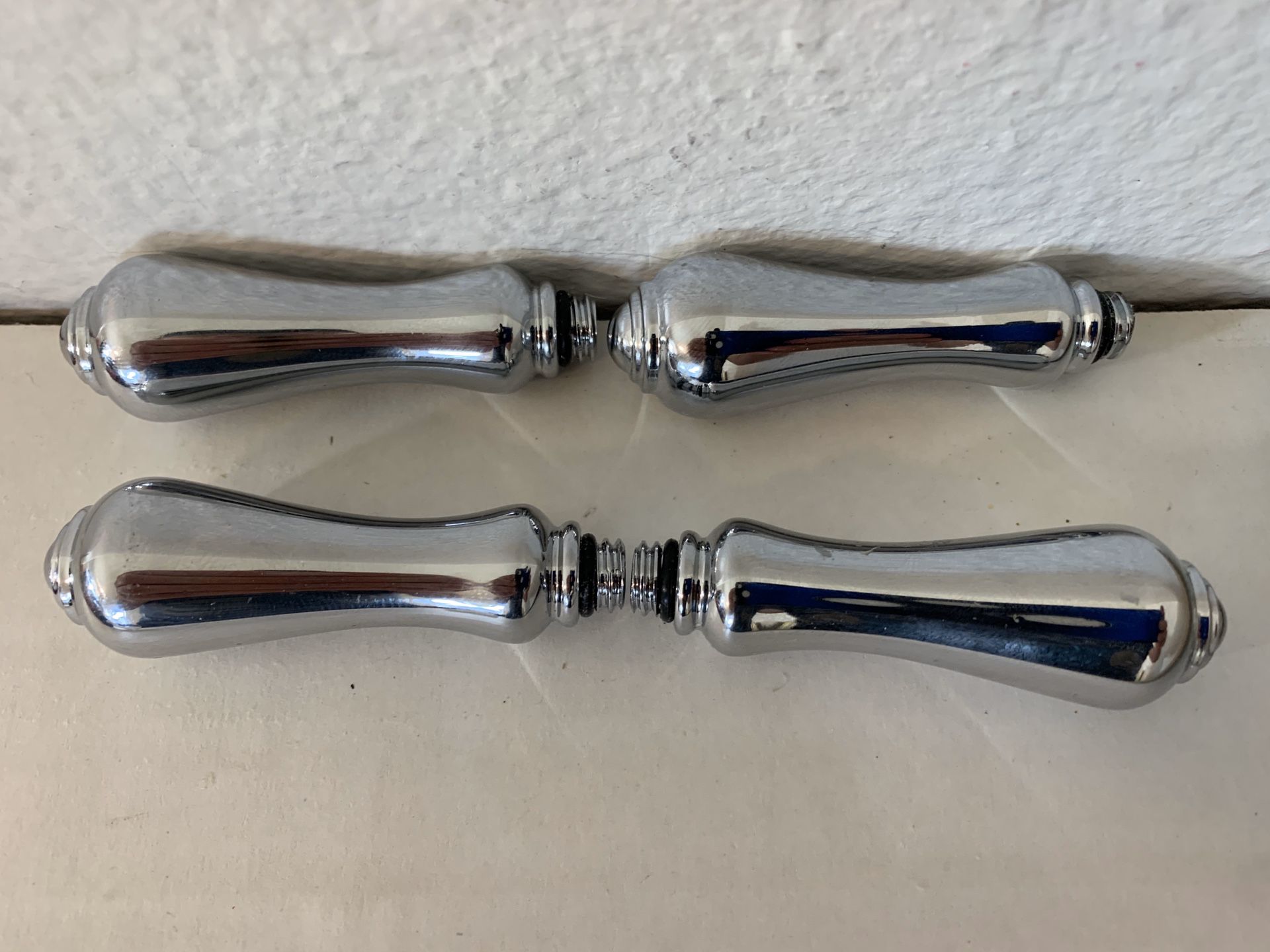 4 Faucet Sink Screw-On Handles 2 1/2 Inch Polished Chrome Metal