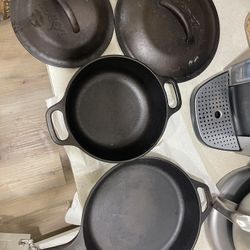 Cast Iron Skillet And Pot With Lid