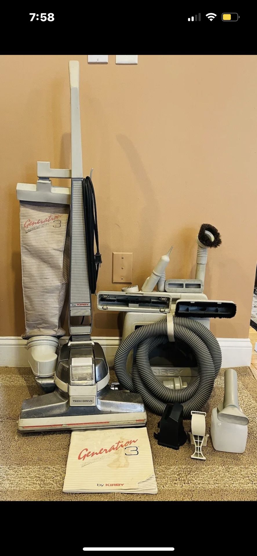 Kirby G3 vacuum cleaner with attachments