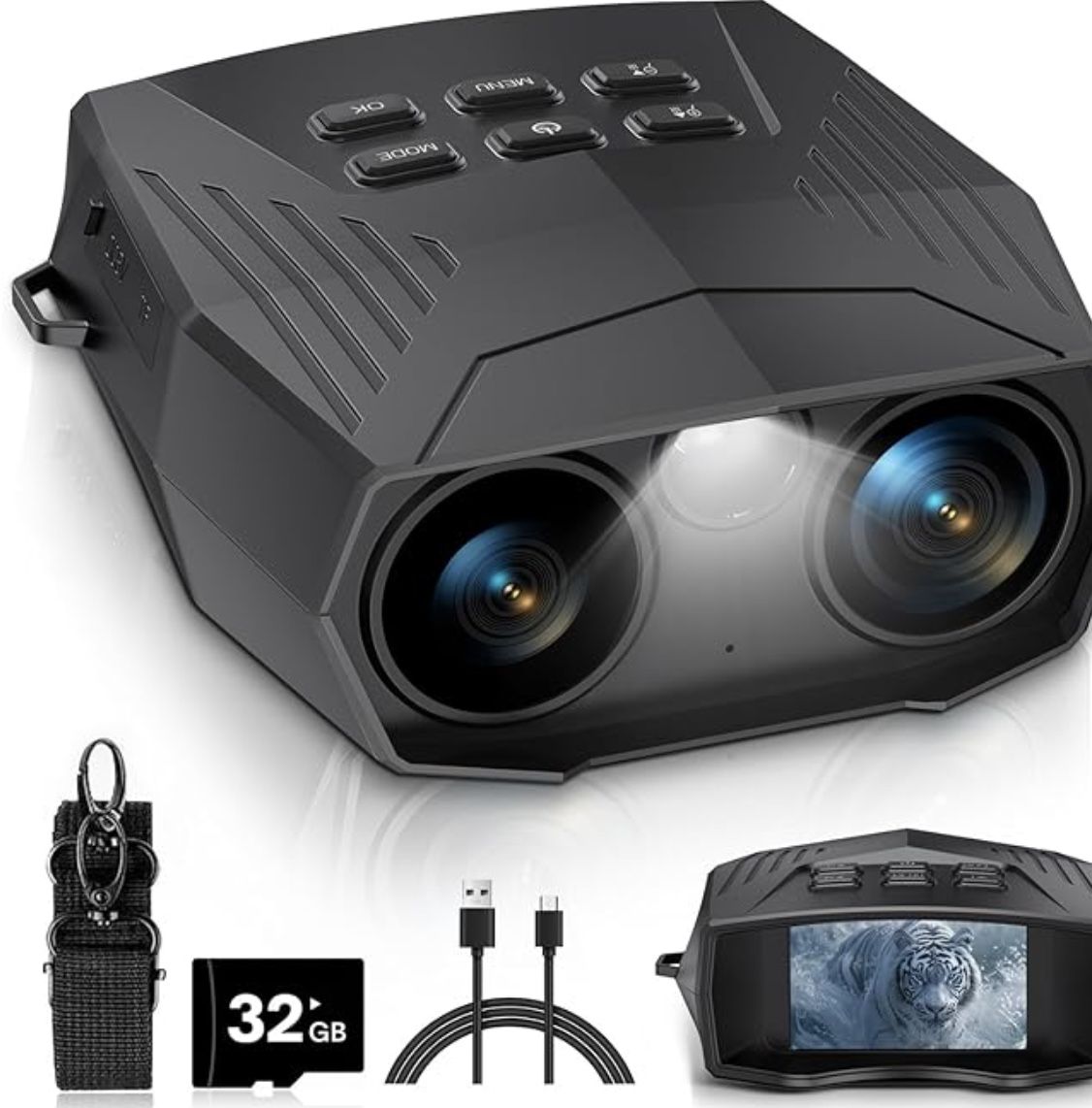 New 5K Night Vision Goggles Binoculars – 3″ HD Screen & 32 GB Card (New)