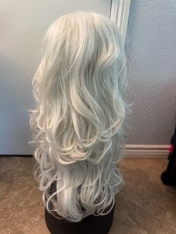 Long Curly White Lace Front Wigs for Women Middle Part Wavy Wig Natural Looking Hair Replacement Wig for Daily Party Use Cosplay Costume Halloween