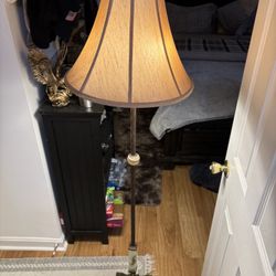 Early 20 Century Deco Chartreuse Uranium Floor Lamp 
