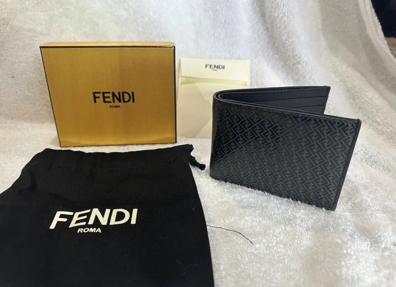 Fendi Zucca Pattern Bifold Wallet Black