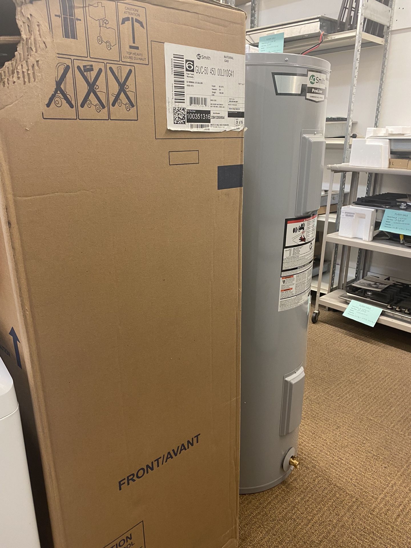 New Ao Smith Proline Performance 50 Gal. Medium 6-Year 4500/4500-Watt  Elements Electric Tank Water Heater for Sale in Everett, WA - OfferUp