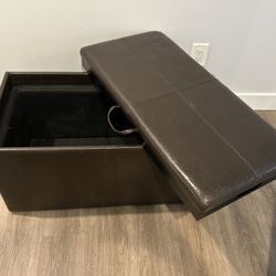 Brown Faux Leather Dual Storage/Tray Ottoman 
