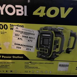NEW Ryobi 40V 1800-Watt Portable Battery Power Station Inverter Generator and 4-Port Charger 