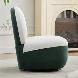 Modern Green Chenille Fabric Upholstered 360° Swivel Barrel Accent Chair Side Chair