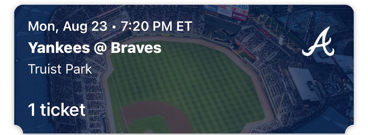 Braves Vs Yankees Mon And Tues 8/23-8/24