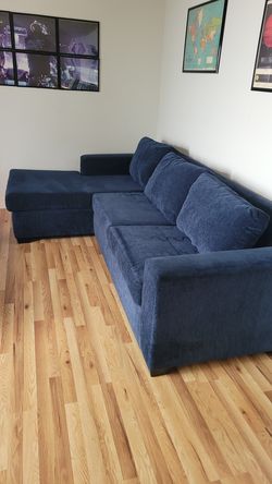 Blue velvet sectional sofa