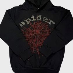Spider hoodie red rhinestone