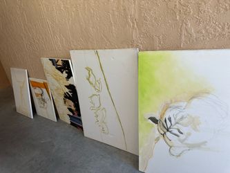 Unfinished canvas paintings