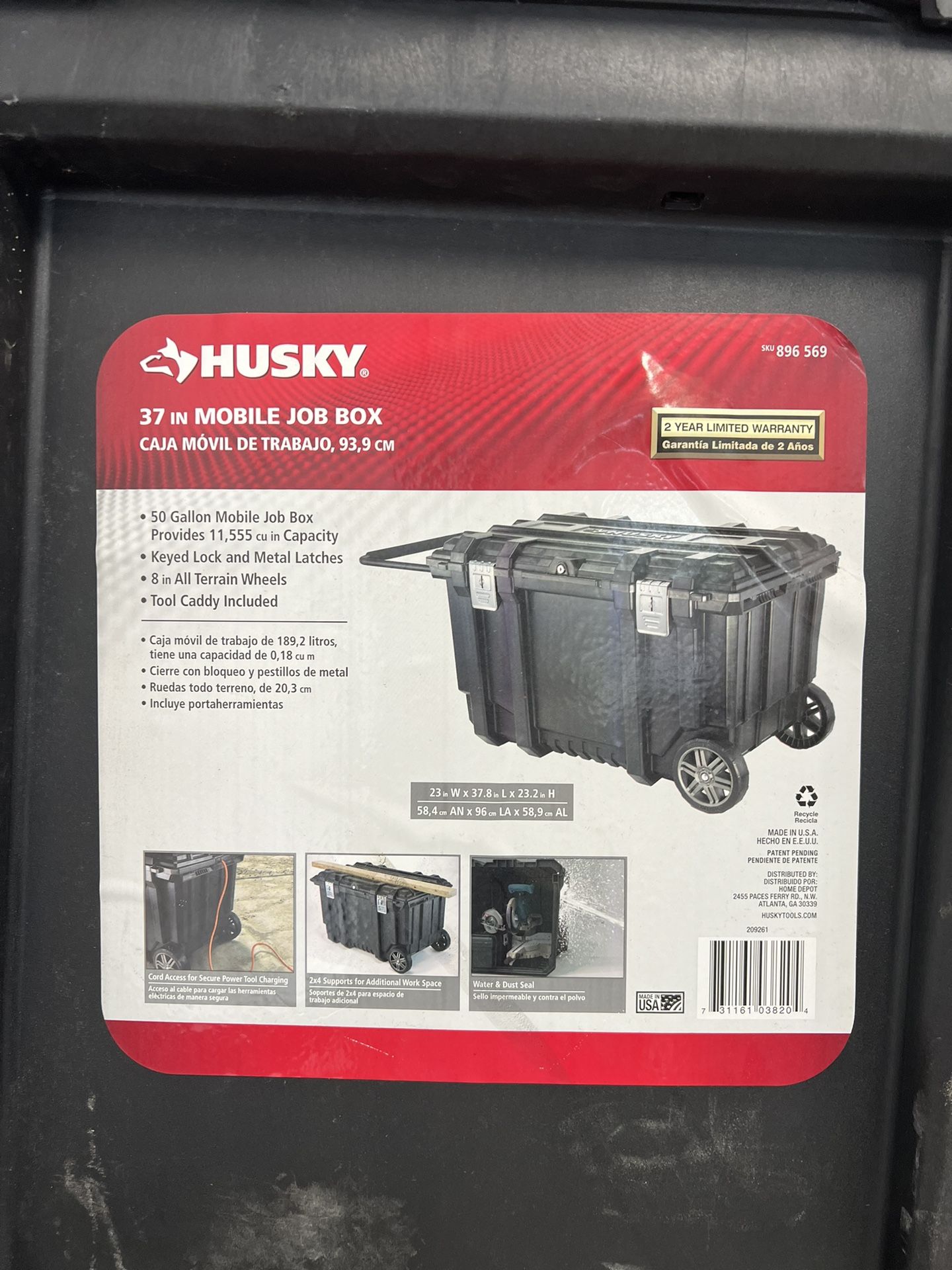 HUSKY 37 IN. ROLLING TOOL BOX UTILITY CART BLACK