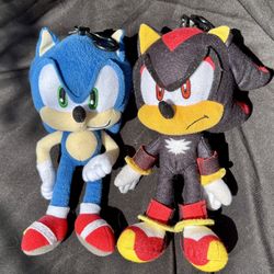 Sonic The Hedgehog and Shadow Plush Doll Keychain Backpack Clip Coin Bag Toy Gift 8"