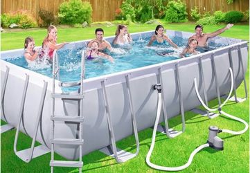 Coleman Power Steel Rectangular above the ground Pool 18 ft x 9 ft x 48 in deep