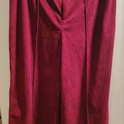 Brand New pair of high-waisted, wide-leg, burgundy corduroy trousers. Size 1XL