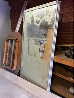 Vintage Etched Glass Mirror Closet Doors – Nude Woman Tree – Large