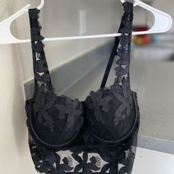 Victoria's Secret Black Floral Lace Corset