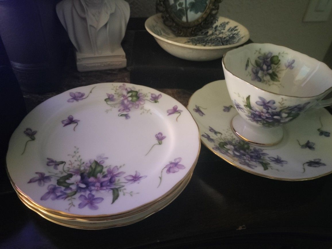 Antique Violet Plates And Tea Cups $5. Each