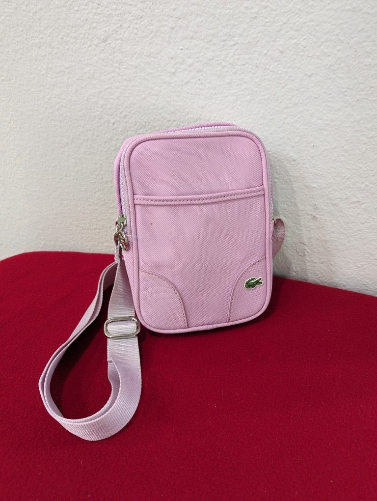 LACOSTE  Pink/Rose Classic Shoulder Messenger Slang Bag small with adjustable strap 