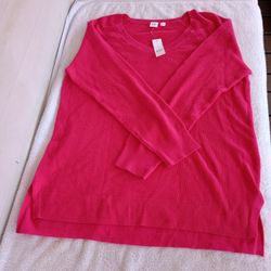 GAP Factory Knitted Pink V-Neck Pullover Sweater Size XLarge NWT Long Sleeve