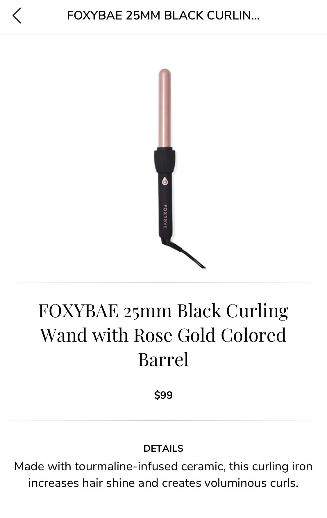 Brand New Foxybae Rose Gold 25mm Curling Wand