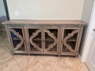 Wood Sideboard Buffet Cabinet with Glass Doors