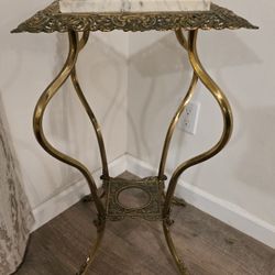 Victorian Brass and Marble Plant Stand
