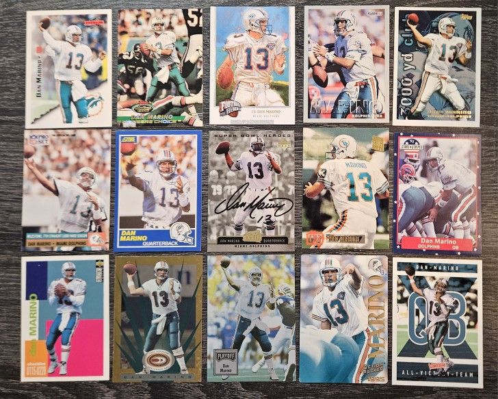 (15) All Different Dan Marino Football Card Lot Miami Dolphins - Multiple Available 